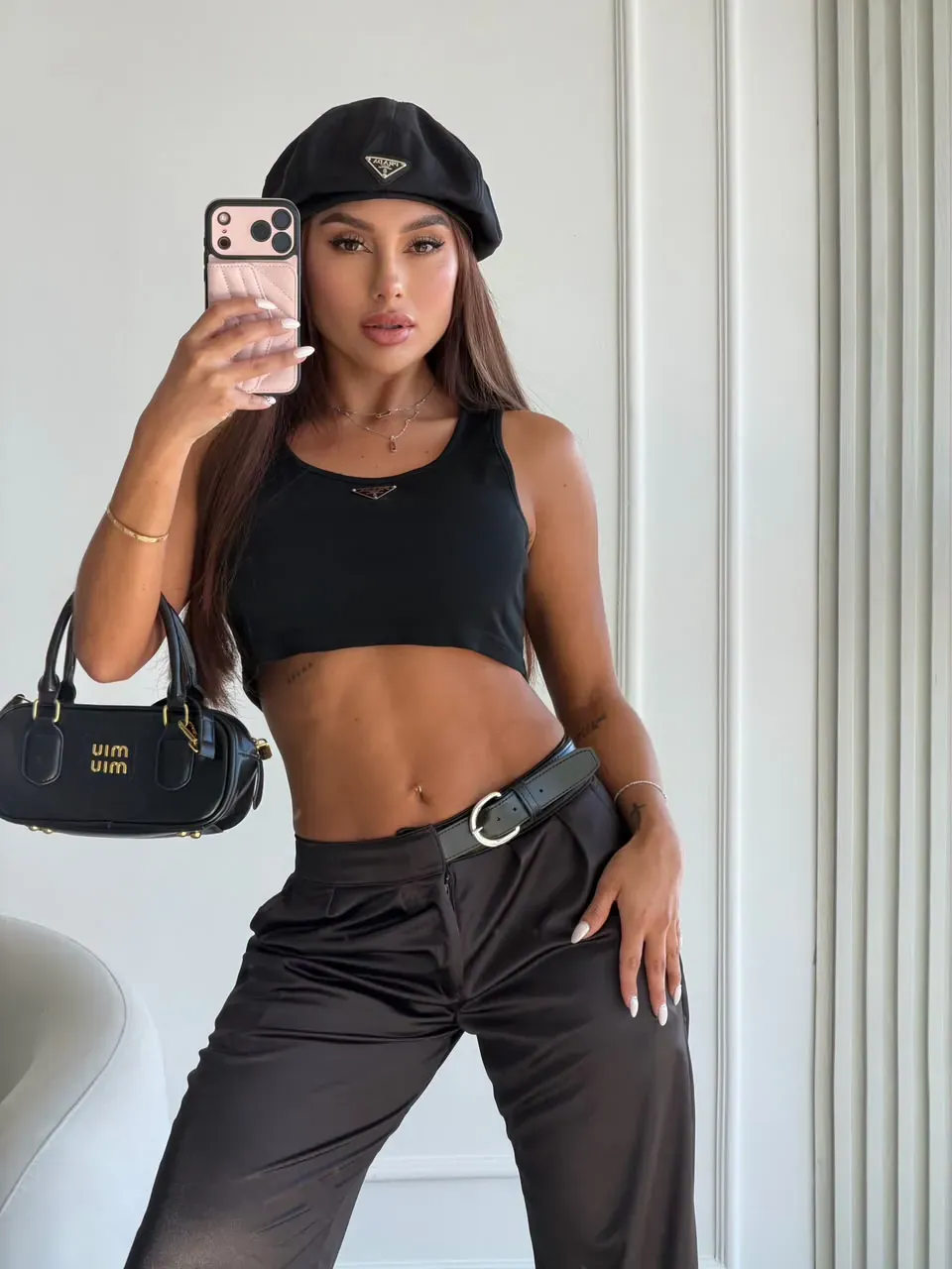 Pantalón Destellante de Bota Ancha con Tiro Alto