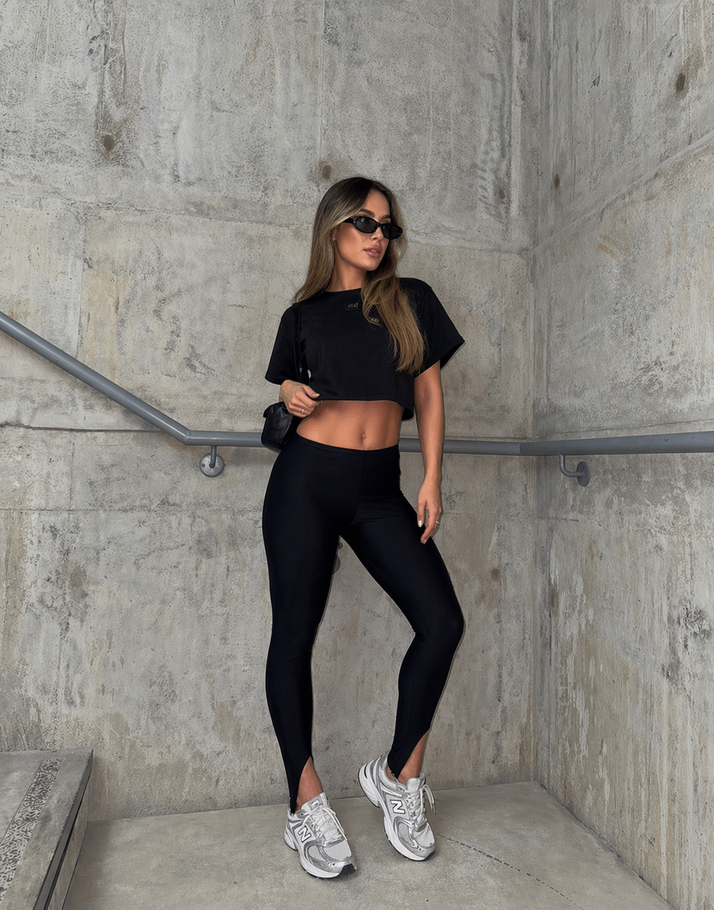 Leggins estribo destellante premium diseño de talón abierto
