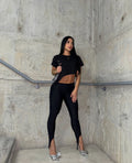 Leggins estribo destellante premium diseño de talón abierto