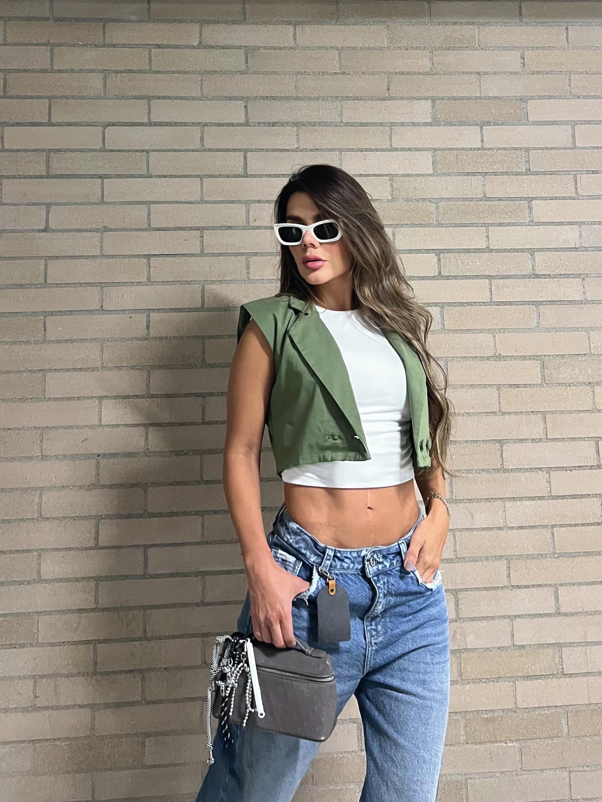 Chaleco Cropped Toscana Corte Sastre Urbano