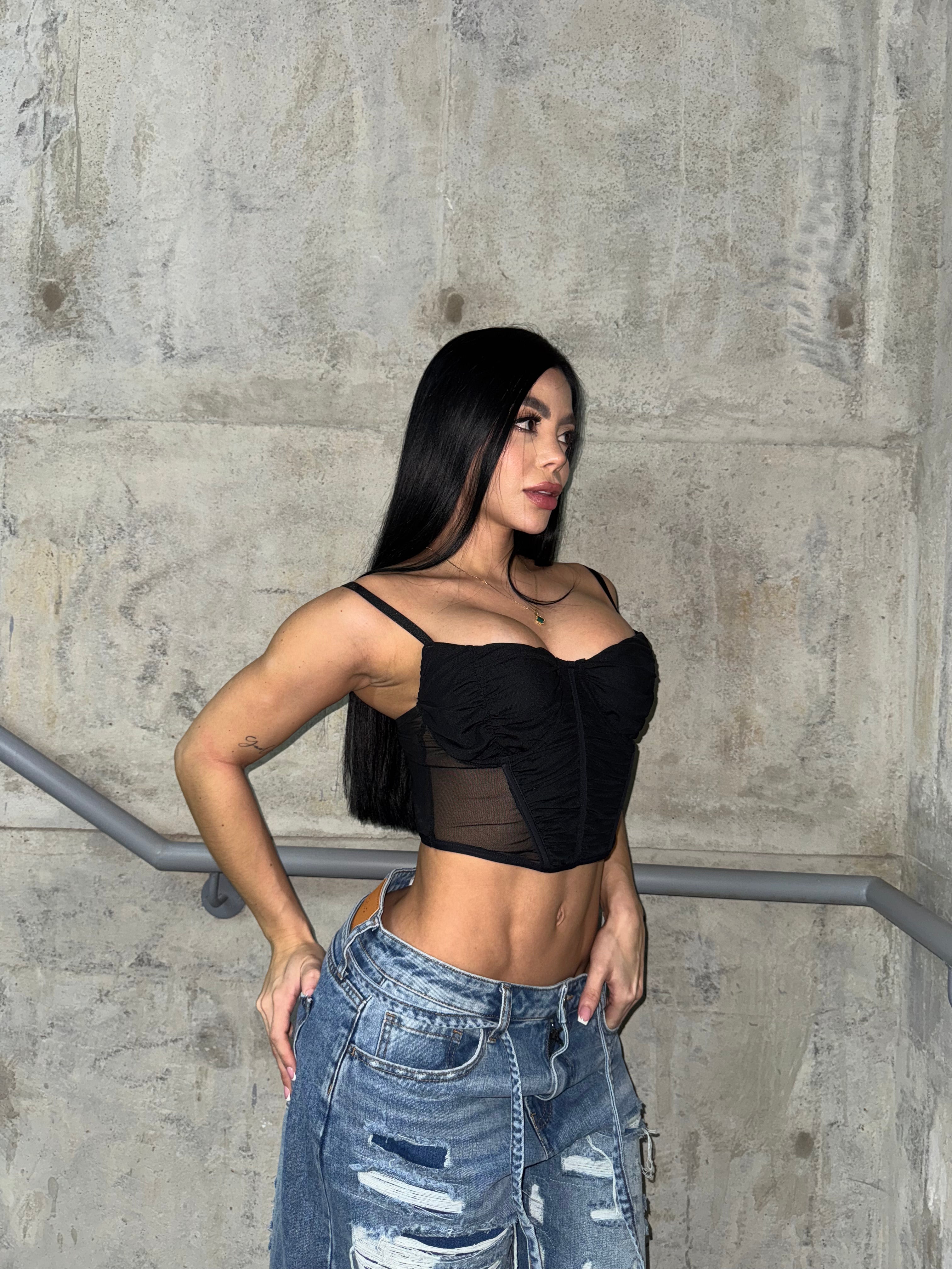 Top Corsé de Mallatex con Varillas