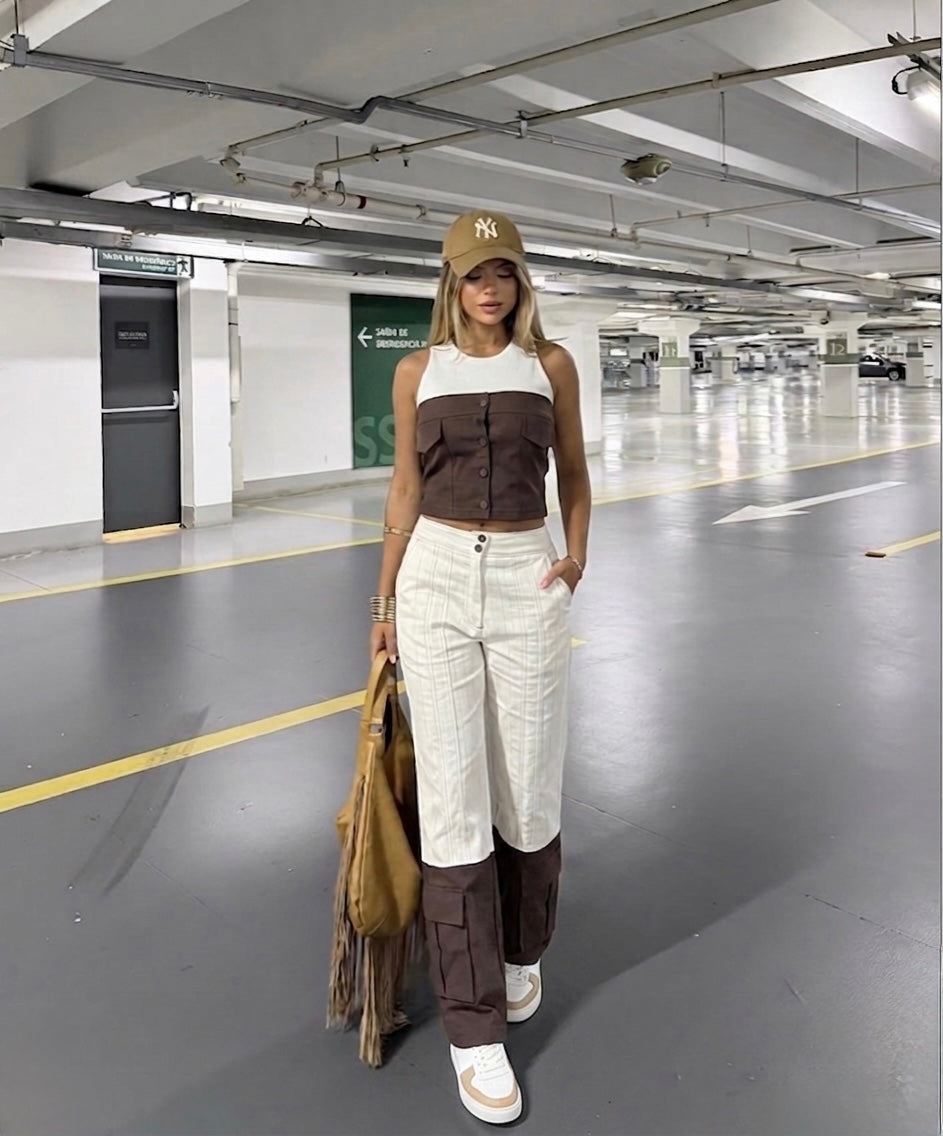 Set Cargo Bicolor - Drill Stretch - Palazzo Urbano Premium