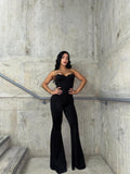 Enterizo bustier tela destellante corte flare y escote corazón